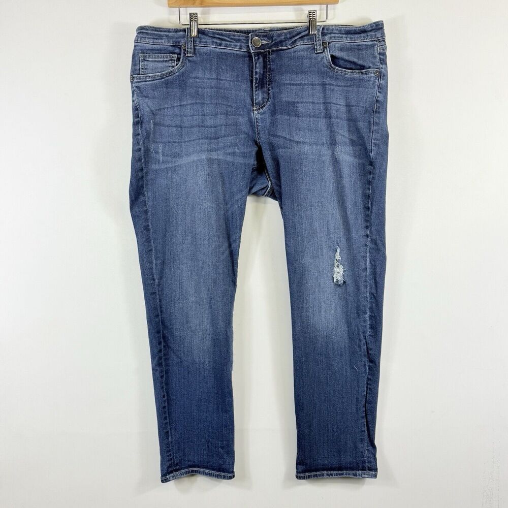 Kut from‎ the Kloth Jeans Women 18 18W Distressed Holes Straight Leg High Rise
